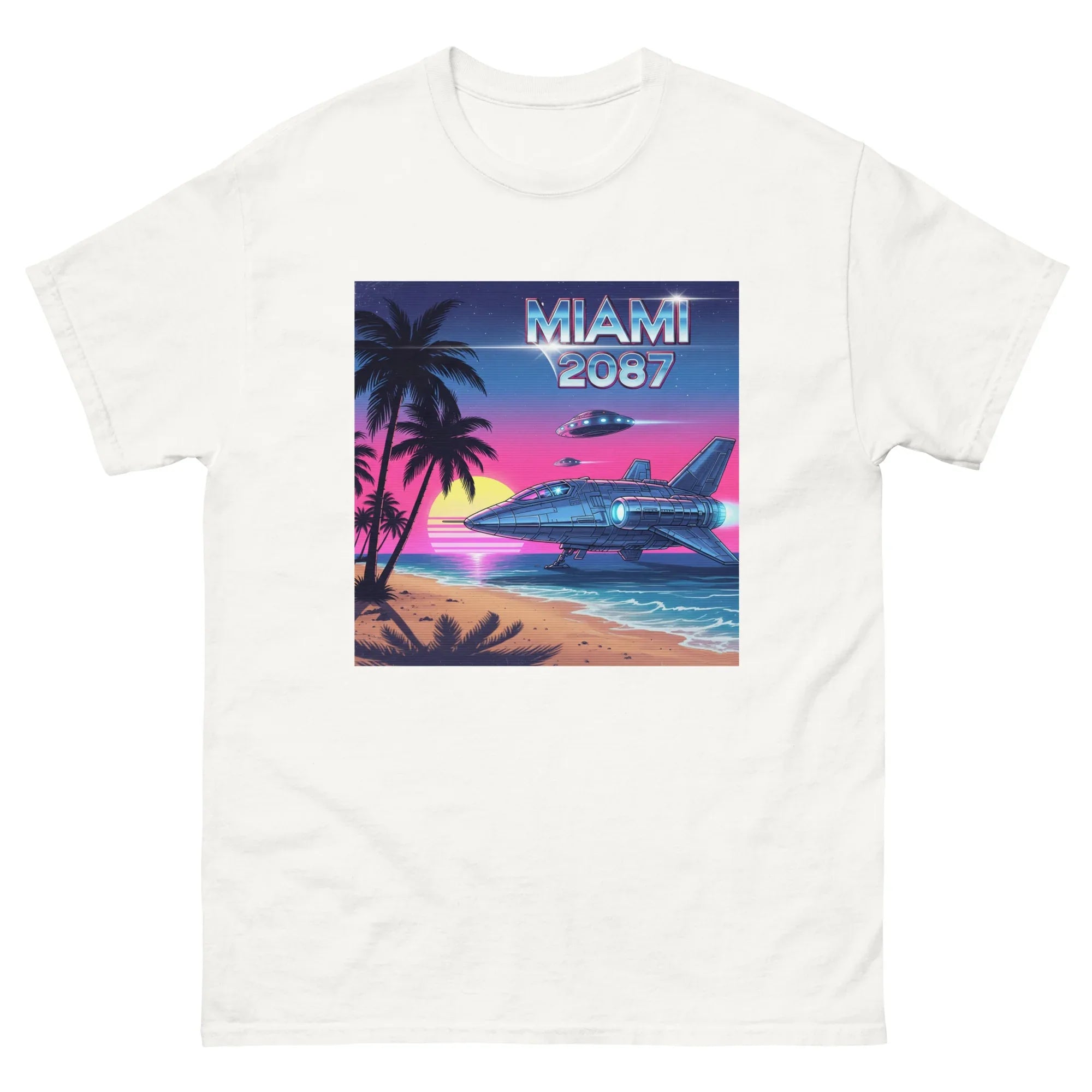 MIAMI 2087 FUTURE CITY unisex t-shirt - Printoo Shop - - Retro & Synthwave T-Shirts, t-shirt, unisex, Unisex Classic Tee | Gildan 5000