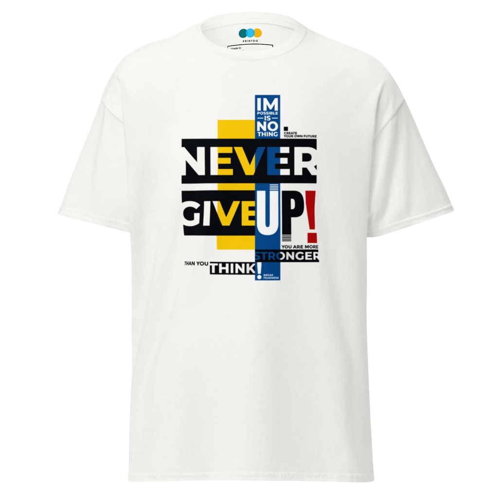 NEVER GIVE UP men’s t-shirt - Dark Heather / S - Printoo Shop - 3706269_15843