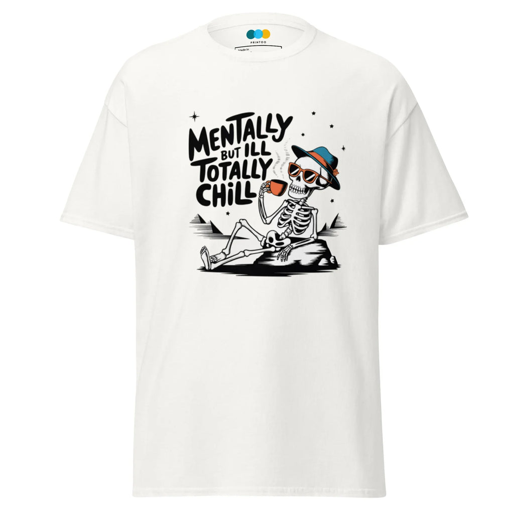 TOTALLY CHILL SKELETON men’s t-shirt - Charcoal / S - Printoo Shop - 8286677_15831
