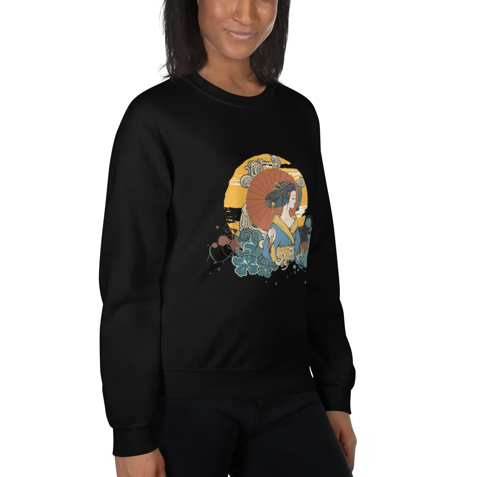 BEAUTY IN BLOOM women’s sweatshirt - Black / S - Printoo Shop - 6160845_5434
