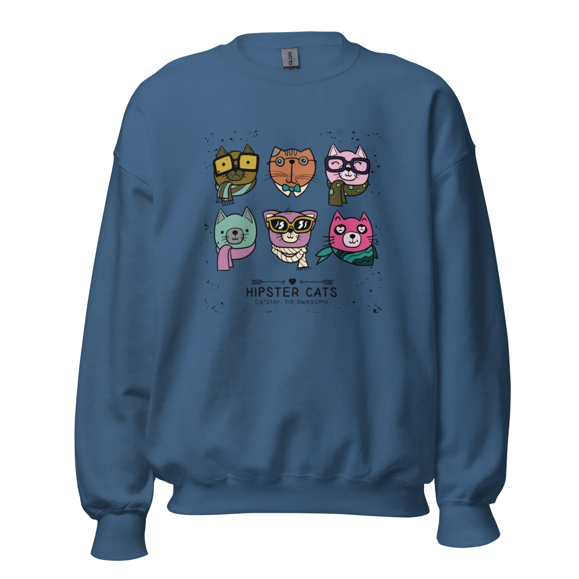 HIPSTER CATS women’s sweatshirt - Red / S - Printoo Shop - 7466621_5442