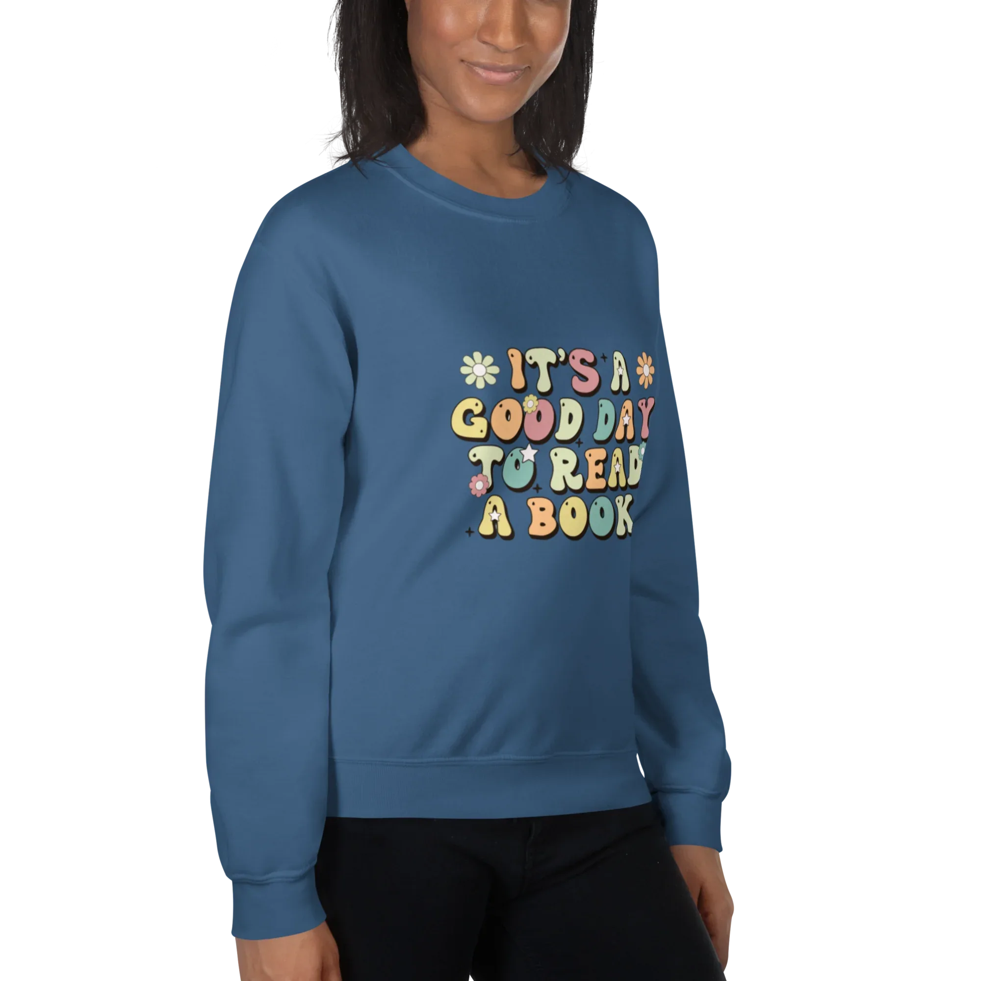 BOOK DAY women’s sweatshirt - Indigo Blue / S - Printoo Shop - 1132215_5466