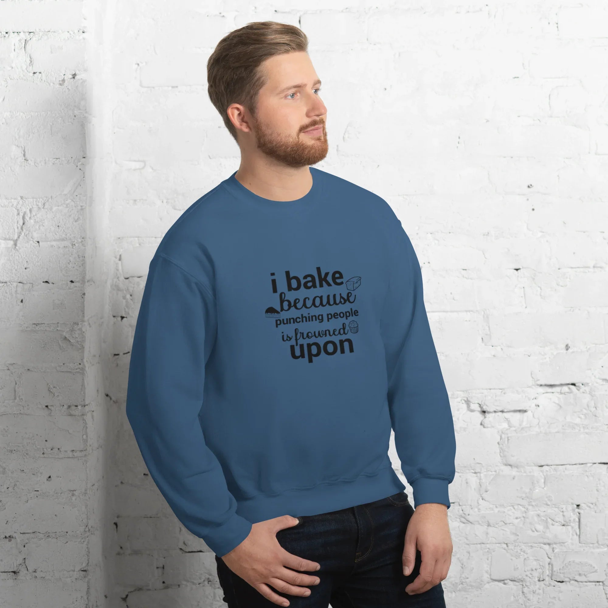 BAKE THERAPY men’s sweatshirt - Royal / S - Printoo Shop - 9286896_16870