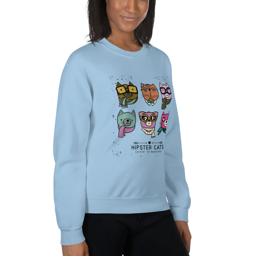 HIPSTER CATS women’s sweatshirt - Red / S - Printoo Shop - 7466621_5442