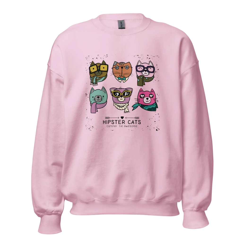HIPSTER CATS women’s sweatshirt - Red / S - Printoo Shop - 7466621_5442