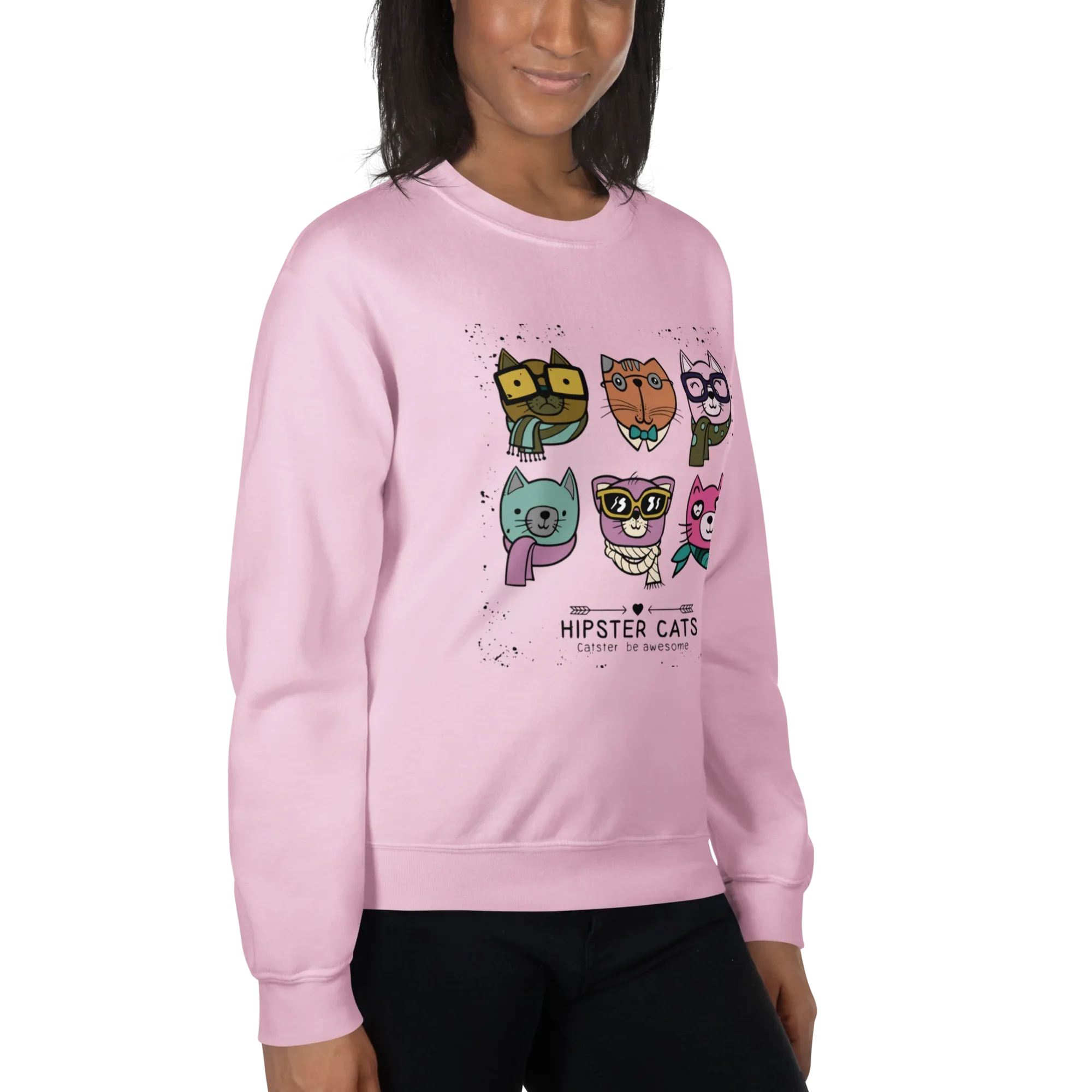HIPSTER CATS women’s sweatshirt - Red / S - Printoo Shop - 7466621_5442