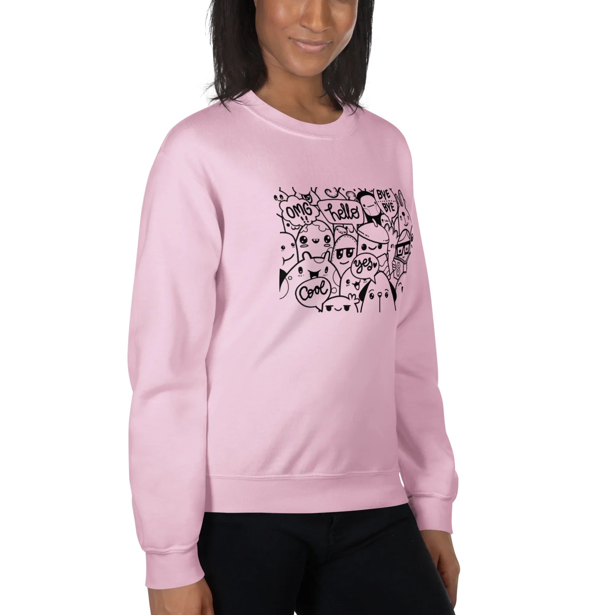 DOODLE VIBES women’s sweatshirt - Red / S - Printoo Shop - 4139913_5442