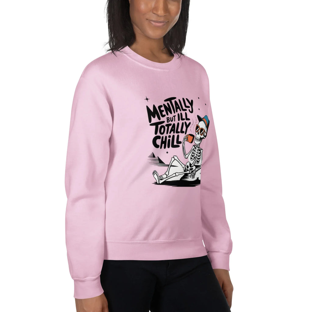 TOTALLY CHILL SKELETON women’s sweatshirt - Red / S - Printoo Shop - 8250383_5442