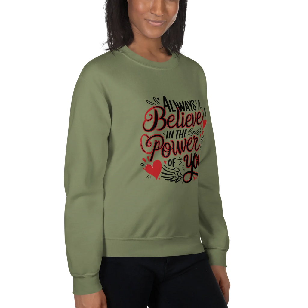 INNER POWER women’s sweatshirt - Military Green / S - Printoo Shop - 2071741_13005