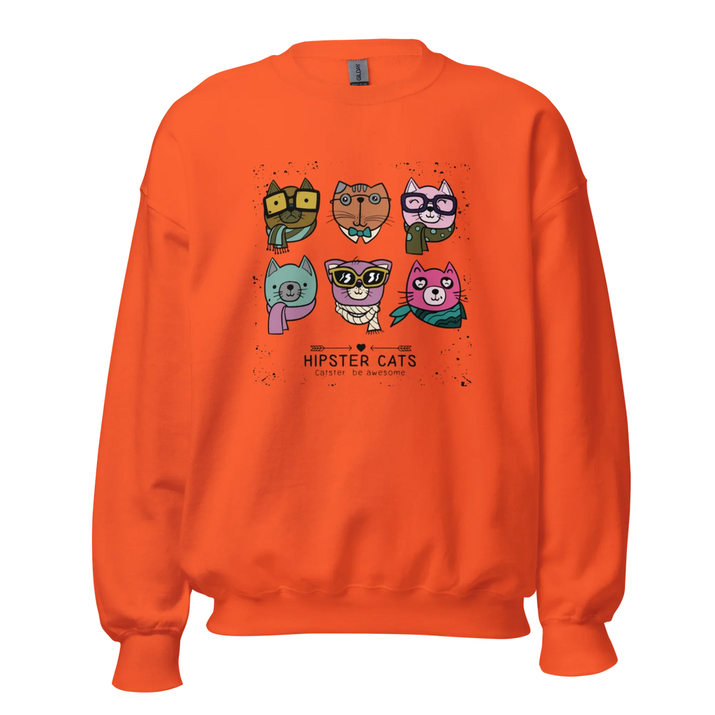 HIPSTER CATS women’s sweatshirt - Red / S - Printoo Shop - 7466621_5442