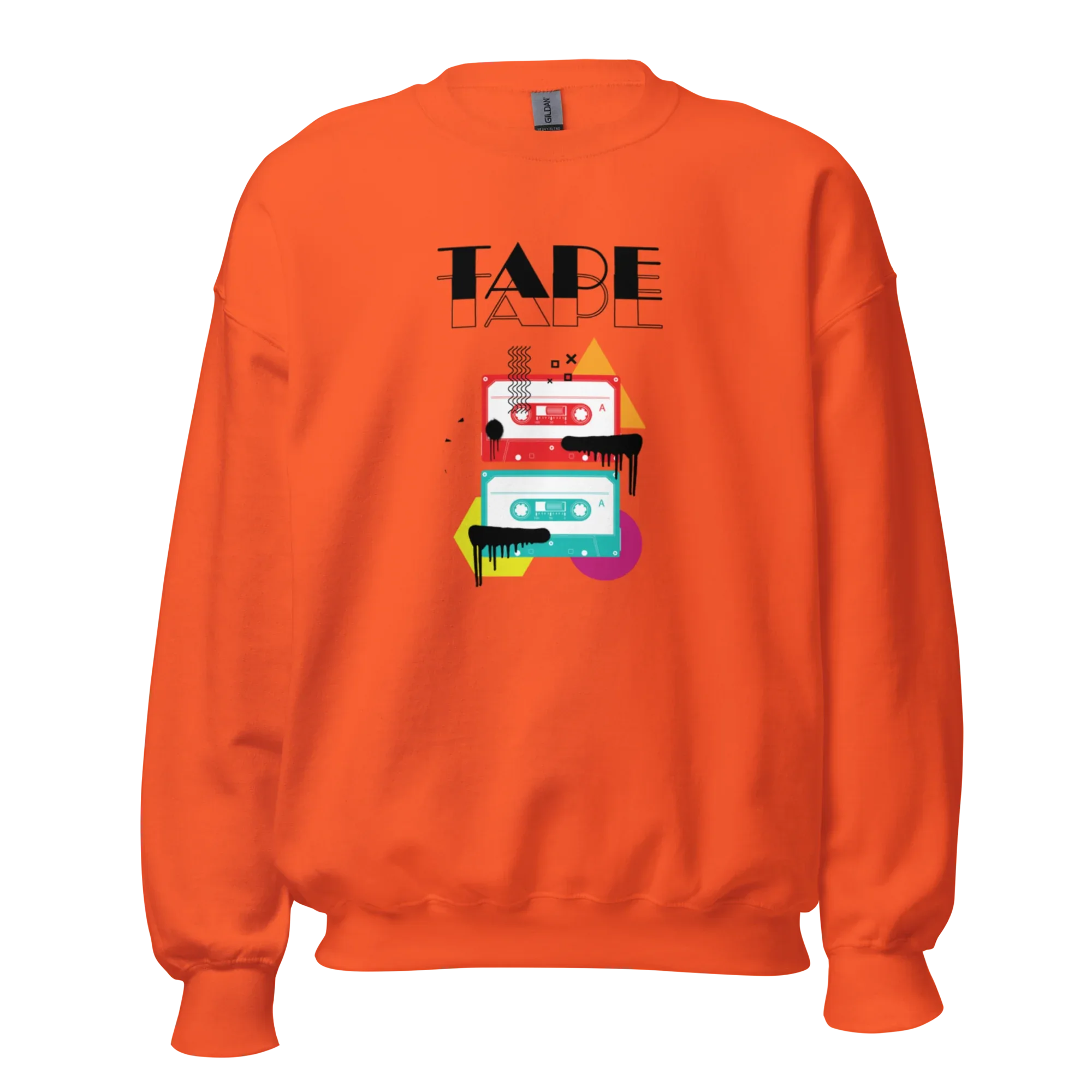 RETRO VIBE TAPE ART women’s sweatshirt - Orange / S - Printoo Shop - 7415330_22650