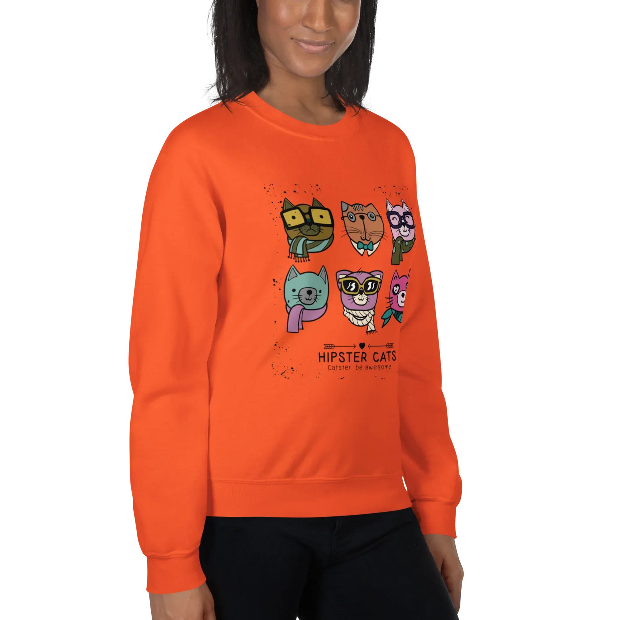 HIPSTER CATS women’s sweatshirt - Red / S - Printoo Shop - 7466621_5442