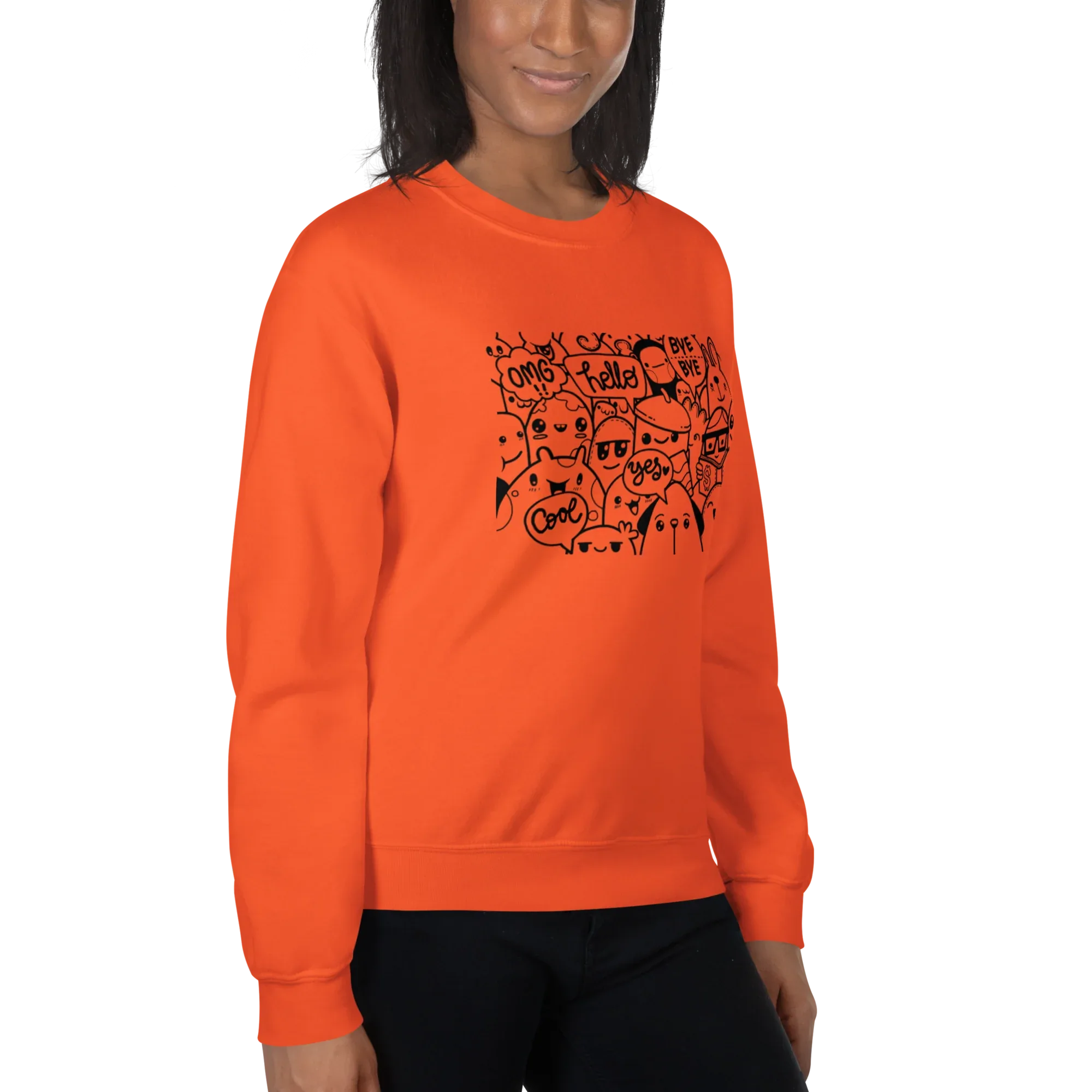 DOODLE VIBES women’s sweatshirt - Red / S - Printoo Shop - 4139913_5442