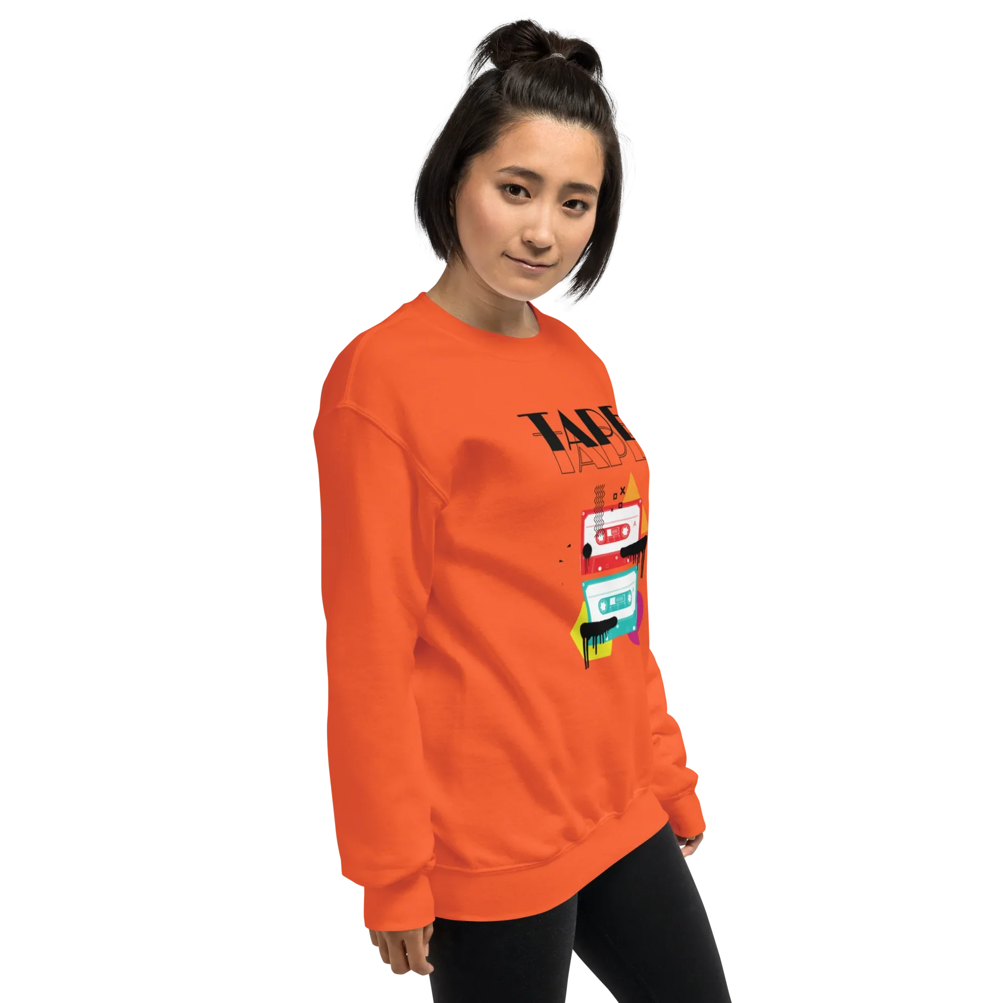 RETRO VIBE TAPE ART women’s sweatshirt - Orange / S - Printoo Shop - 7415330_22650