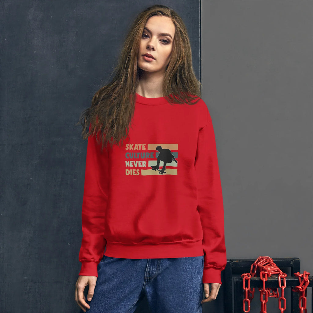 SKATE CULTURE NEVER DIES women's sweatshirt - Red / S - Printoo Shop - 8396187_5442