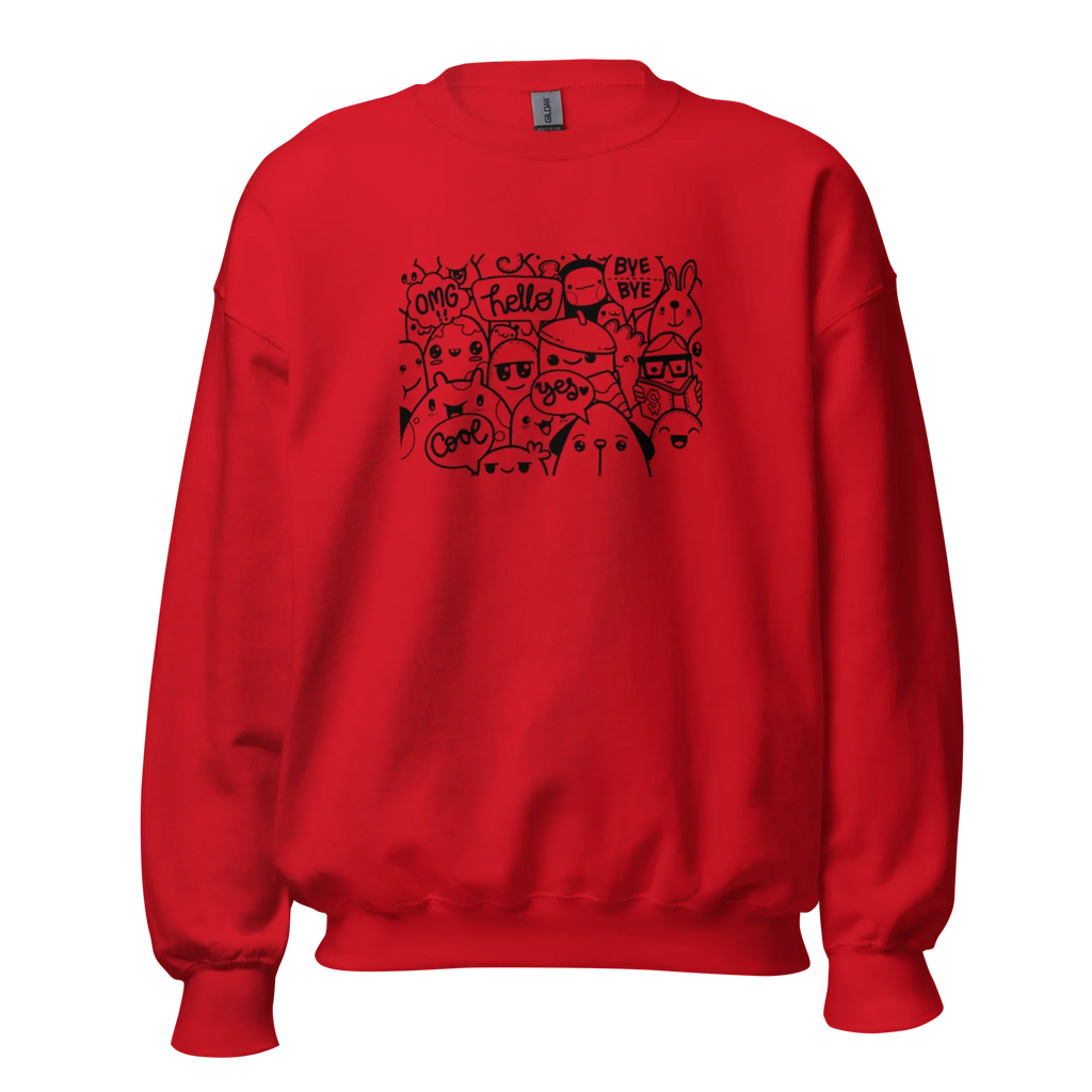 DOODLE VIBES women’s sweatshirt - Red / S - Printoo Shop - 4139913_5442