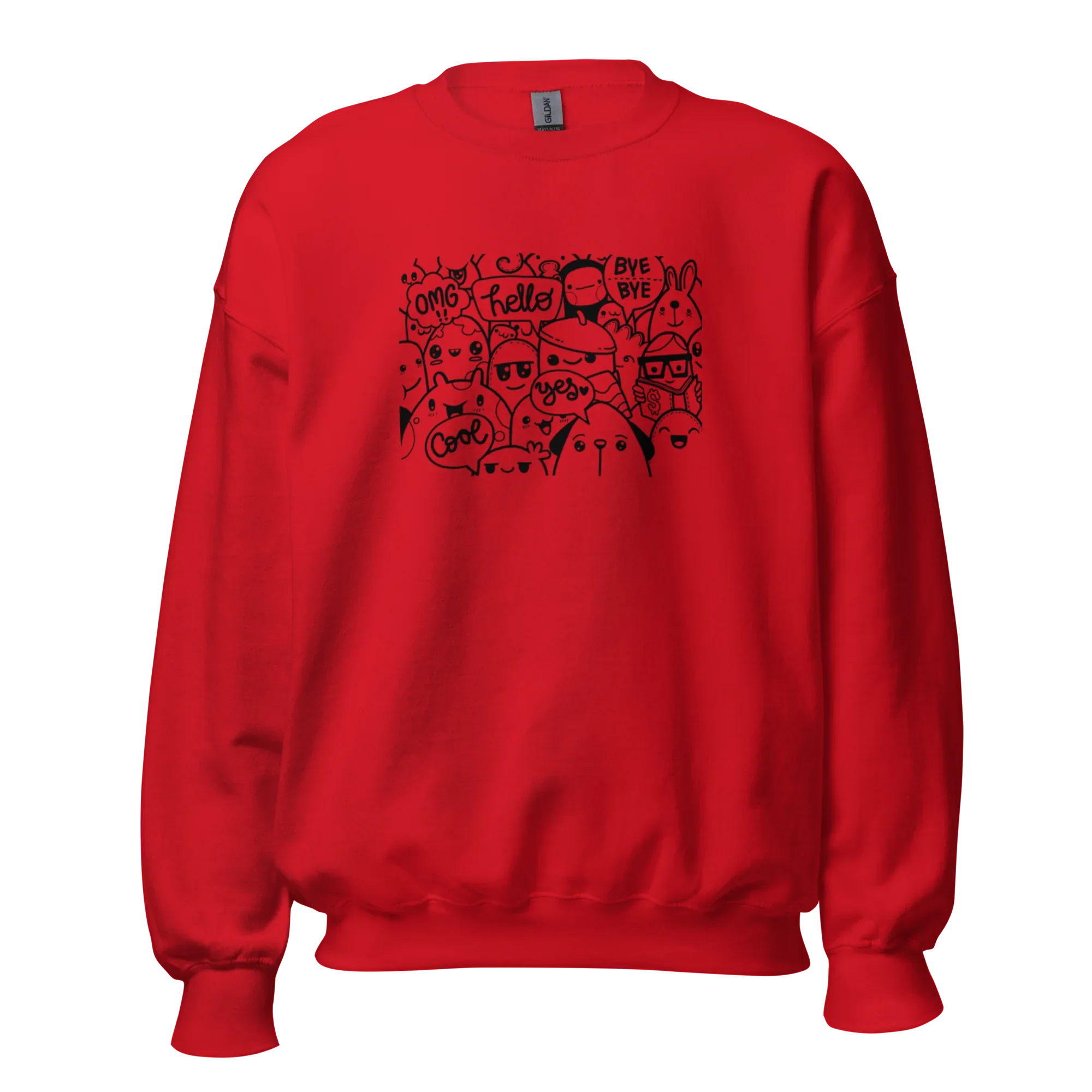 DOODLE VIBES women’s sweatshirt - Red / S - Printoo Shop - 4139913_5442