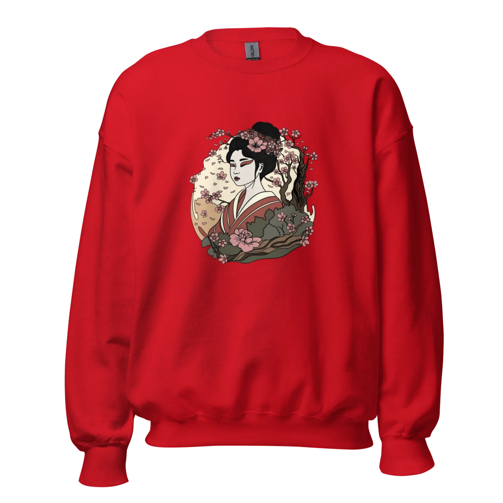 ELEGANT GEISHA ART women’s sweatshirt - Red / S - Printoo Shop - 3706938_5442