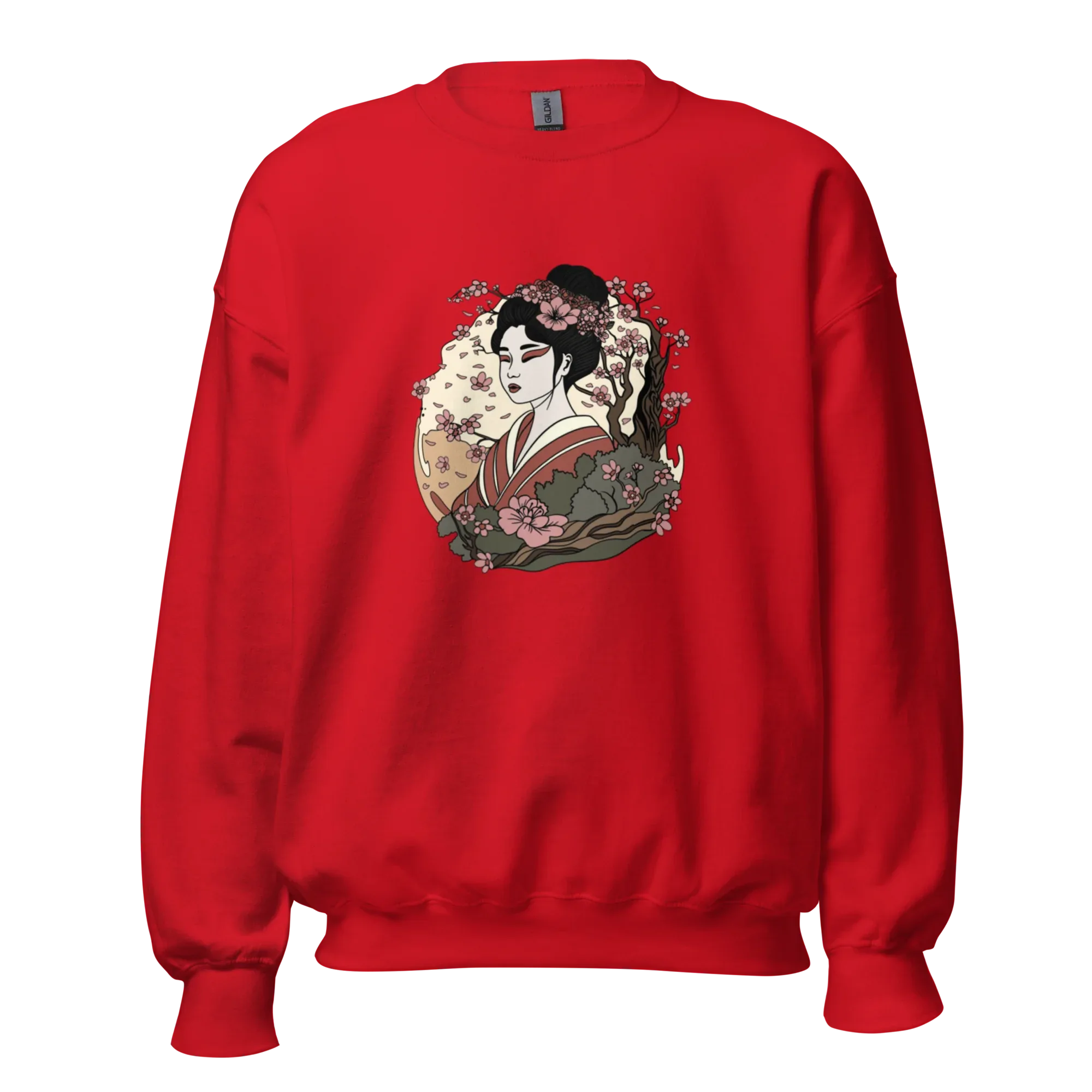 ELEGANT GEISHA ART women’s sweatshirt - Red / S - Printoo Shop - 3706938_5442