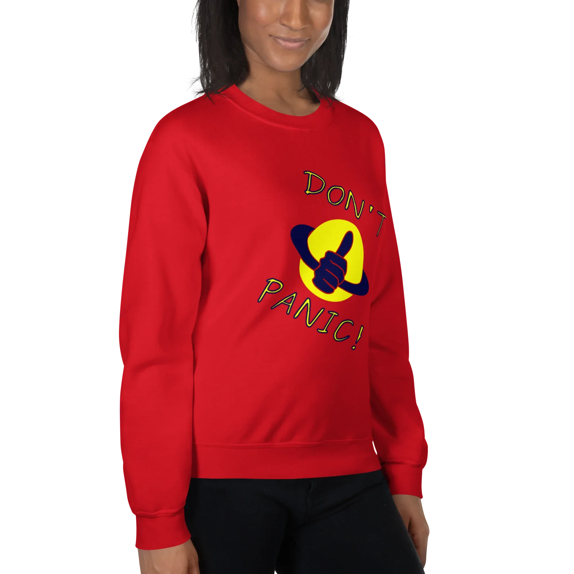 DON’T PANIC! women’s sweatshirt - Red / S - Printoo Shop - 8877909_5442
