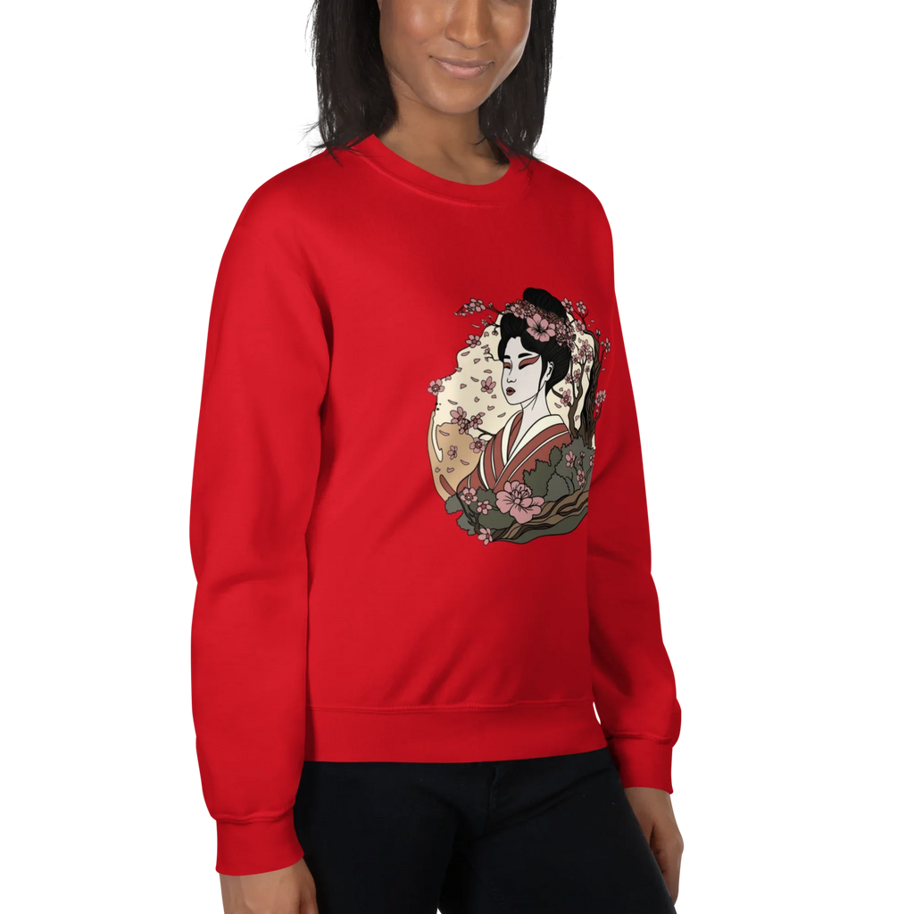 ELEGANT GEISHA ART women’s sweatshirt - Red / S - Printoo Shop - 3706938_5442