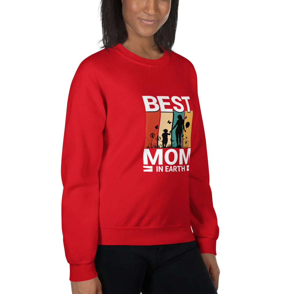 BEST MOM IN EARTH women’s sweatshirt - Red / S - Printoo Shop - 2027381_5442