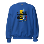 NEVER GIVE UP férfi pulóver - Királykék / S - Printoo Shop - 7242650_16870