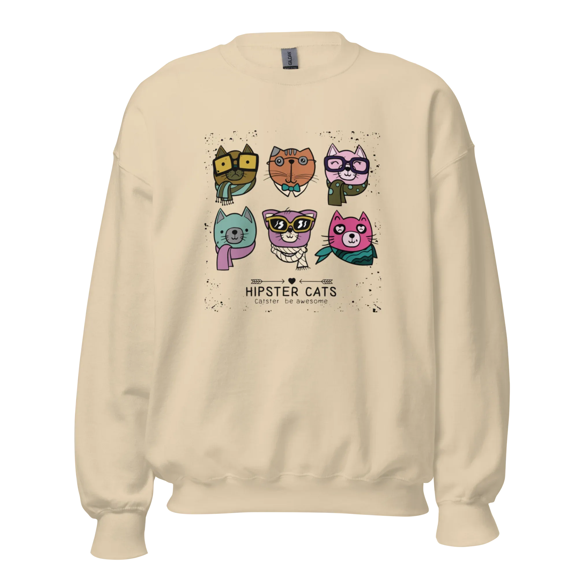 HIPSTER CATS women’s sweatshirt - Red / S - Printoo Shop - 7466621_5442