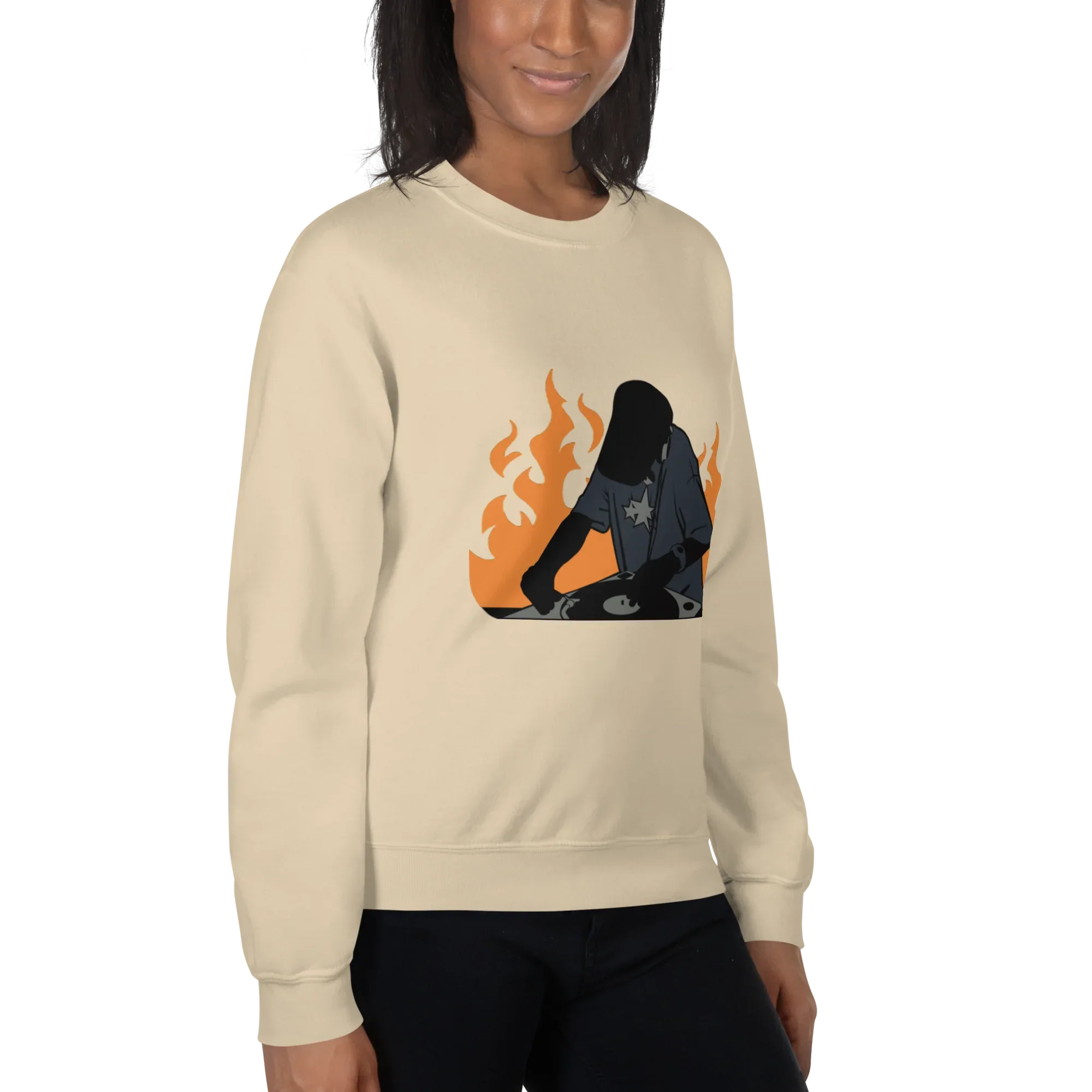 FLAME SET women’s sweatshirt - Sand / S - Printoo Shop - 7812382_16876