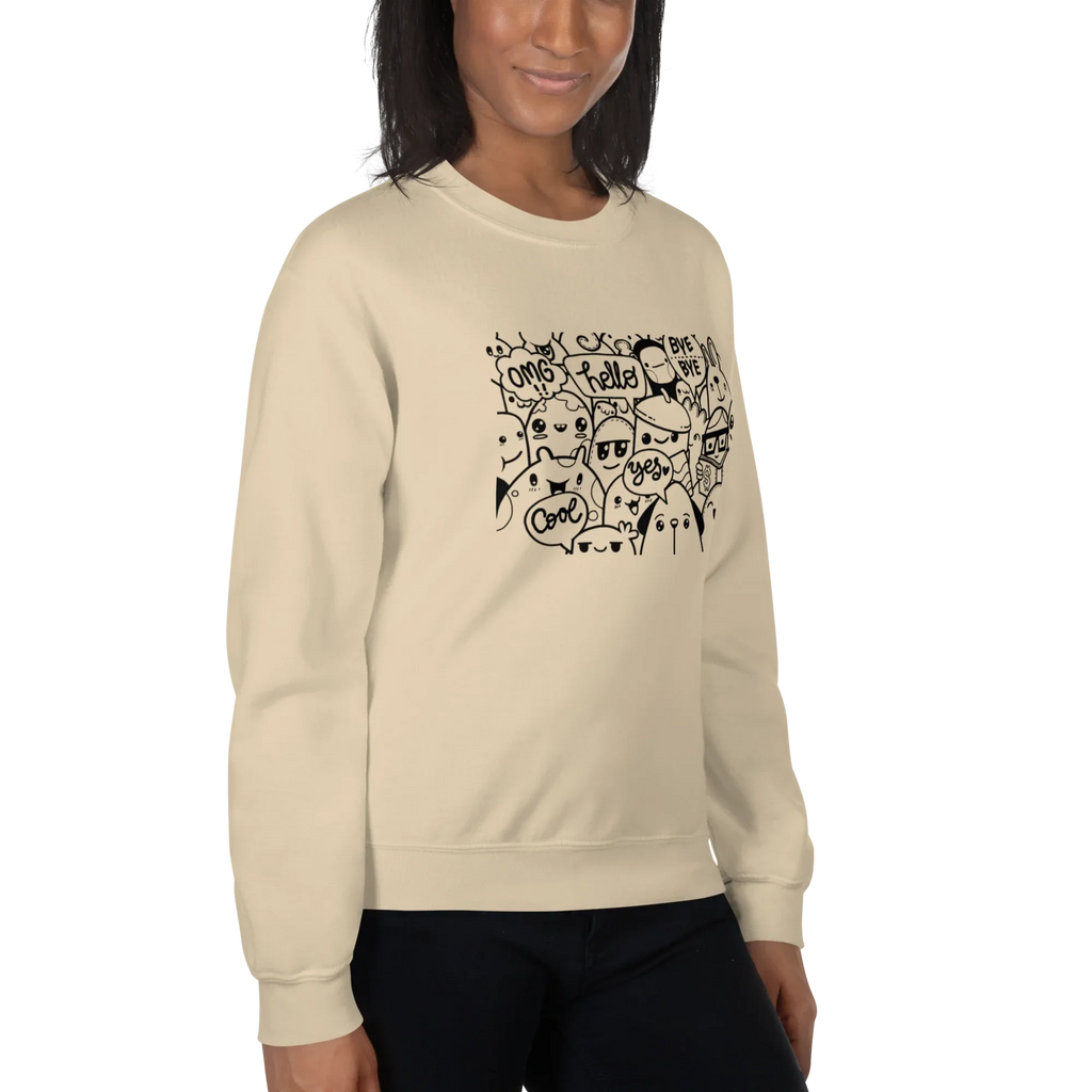 DOODLE VIBES women’s sweatshirt - Red / S - Printoo Shop - 4139913_5442