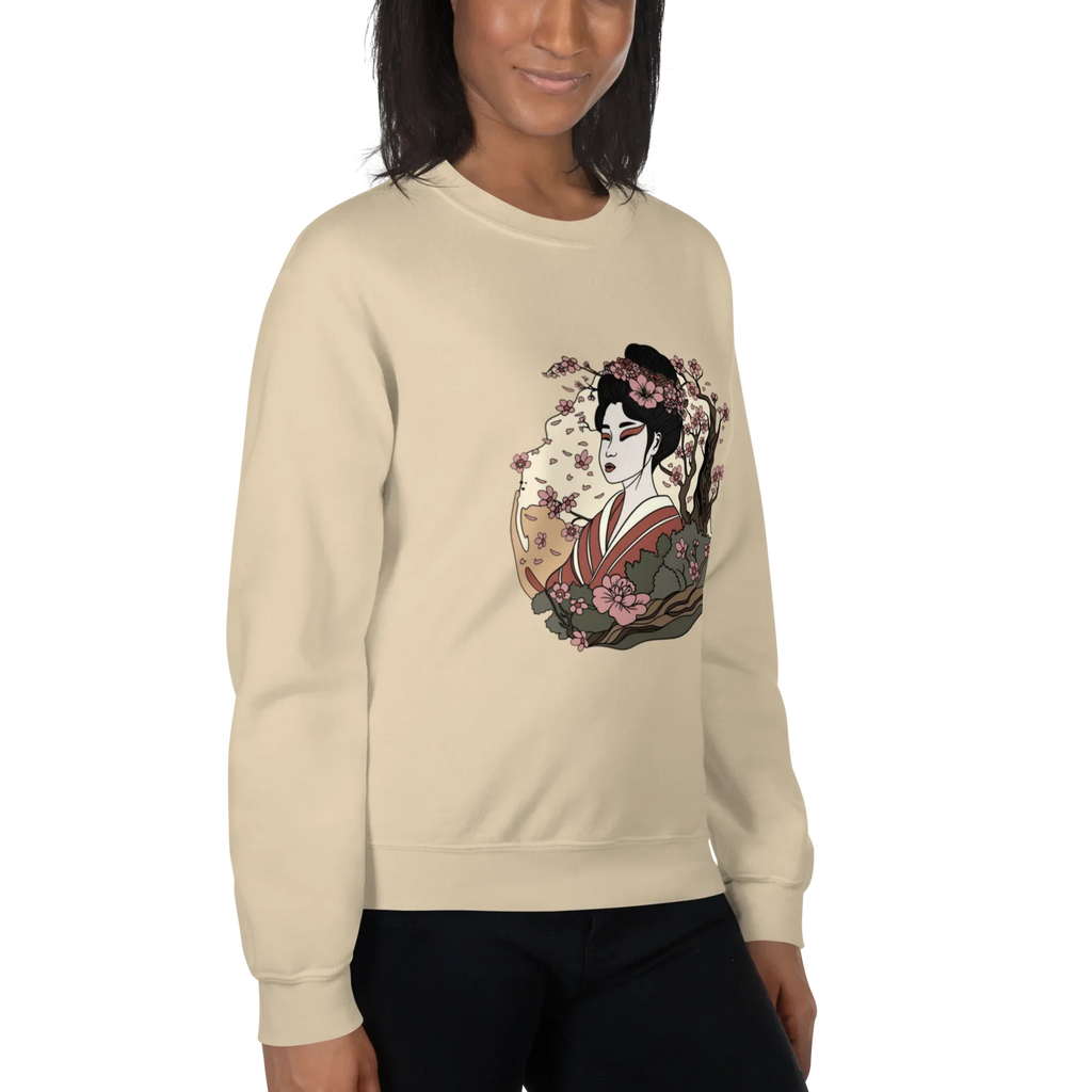 ELEGANT GEISHA ART women’s sweatshirt - Red / S - Printoo Shop - 3706938_5442