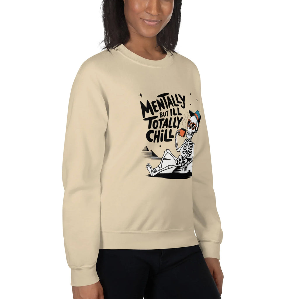 TOTALLY CHILL SKELETON women’s sweatshirt - Red / S - Printoo Shop - 8250383_5442