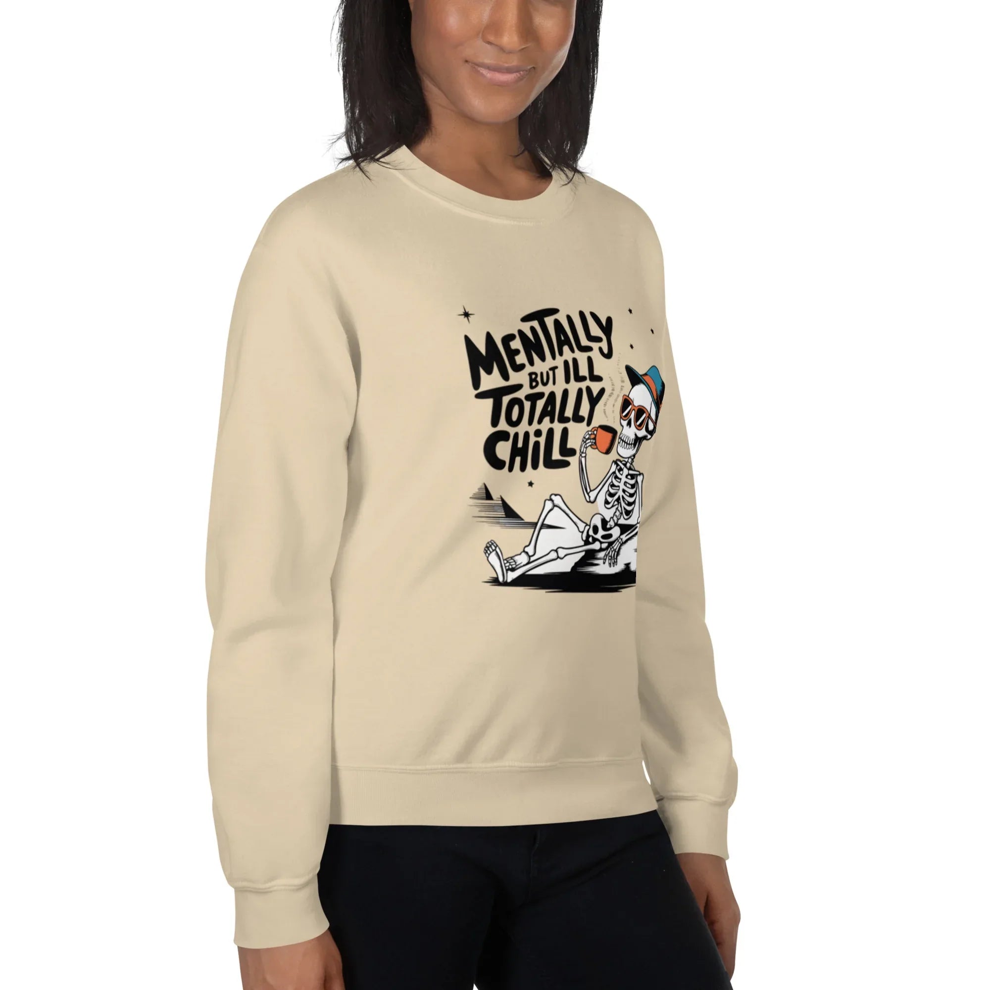 TOTALLY CHILL SKELETON women’s sweatshirt - Red / S - Printoo Shop - 8250383_5442