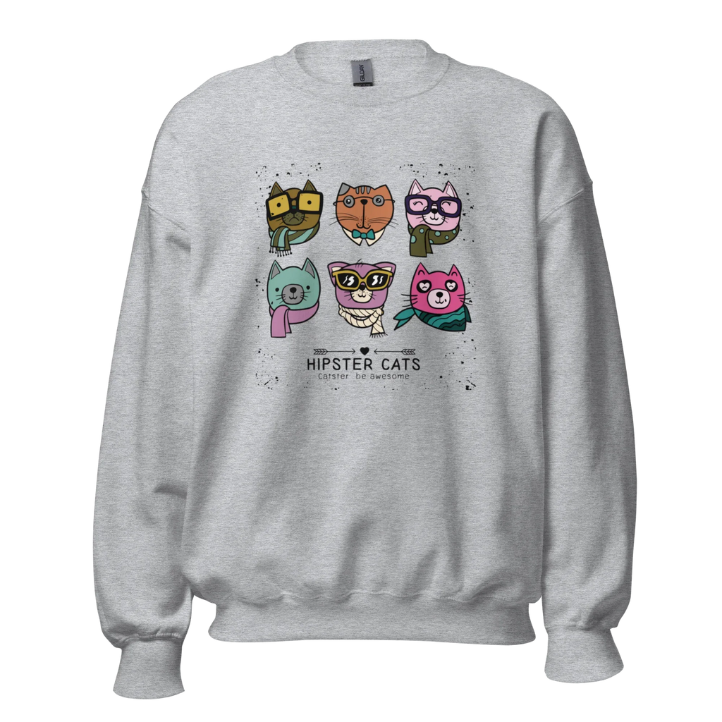 HIPSTER CATS women’s sweatshirt - Red / S - Printoo Shop - 7466621_5442