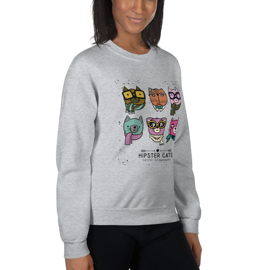 HIPSTER CATS women’s sweatshirt - Red / S - Printoo Shop - 7466621_5442