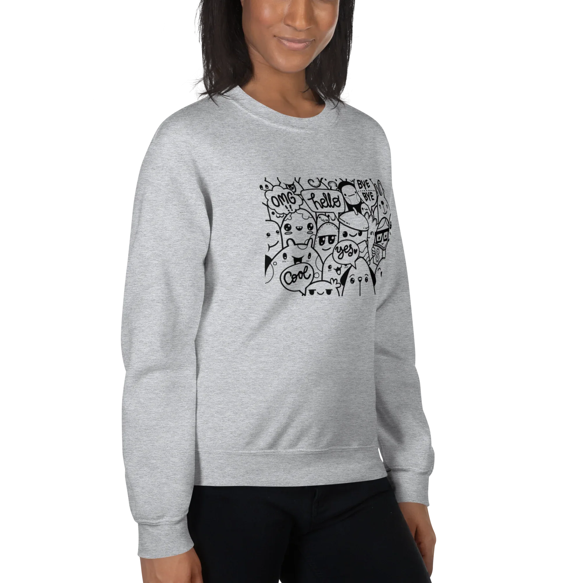 DOODLE VIBES women’s sweatshirt - Red / S - Printoo Shop - 4139913_5442
