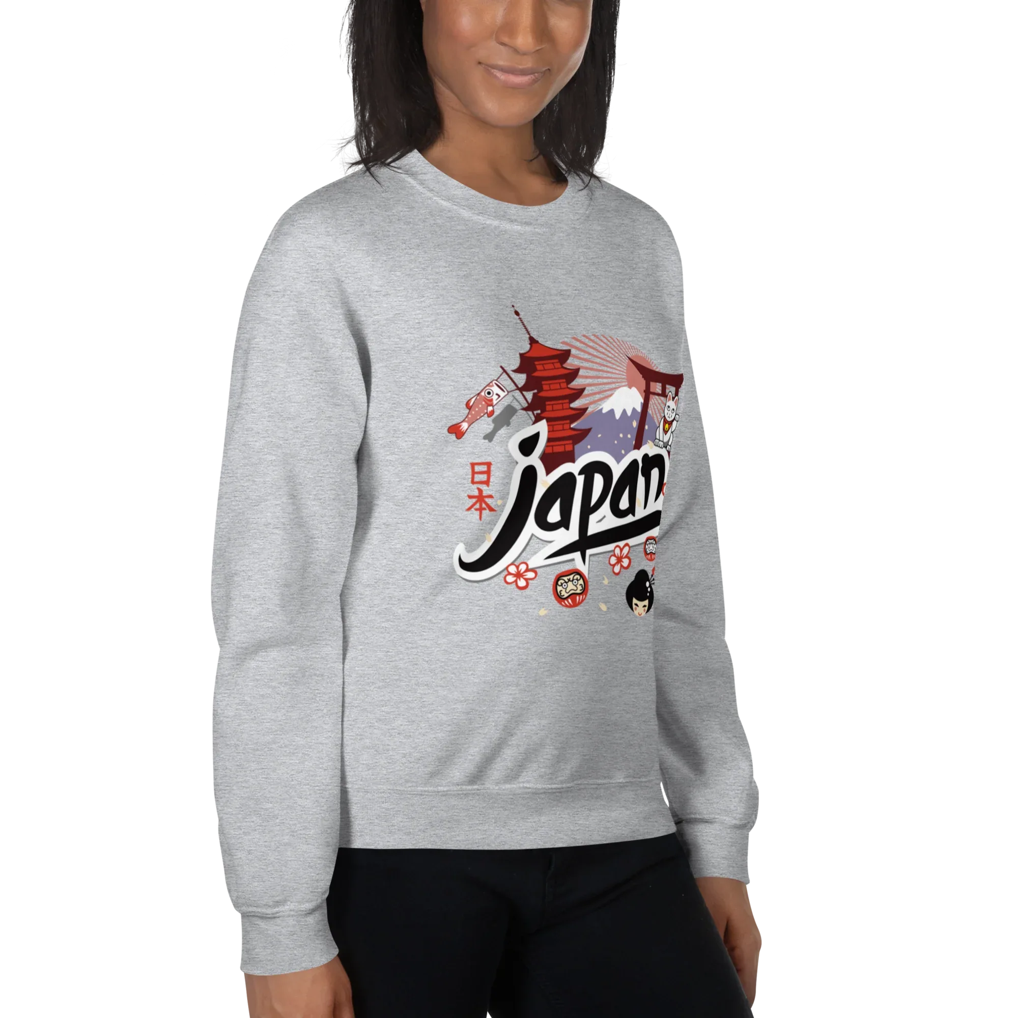 JAPAN HERITAGE ART women’s sweatshirt - Red / S - Printoo Shop - 8859988_5442