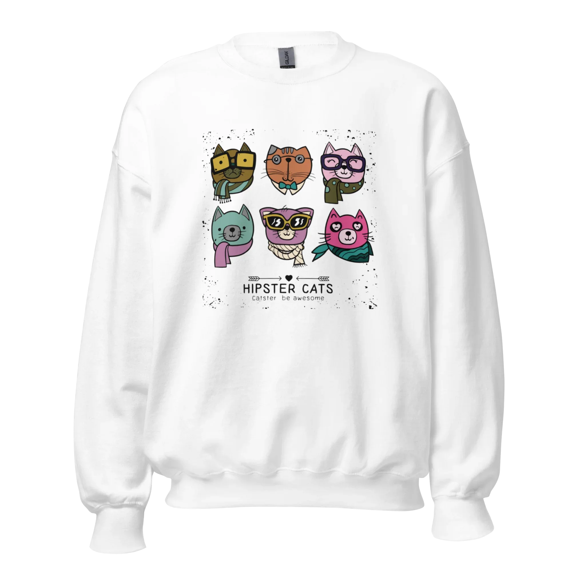HIPSTER CATS women’s sweatshirt - Red / S - Printoo Shop - 7466621_5442