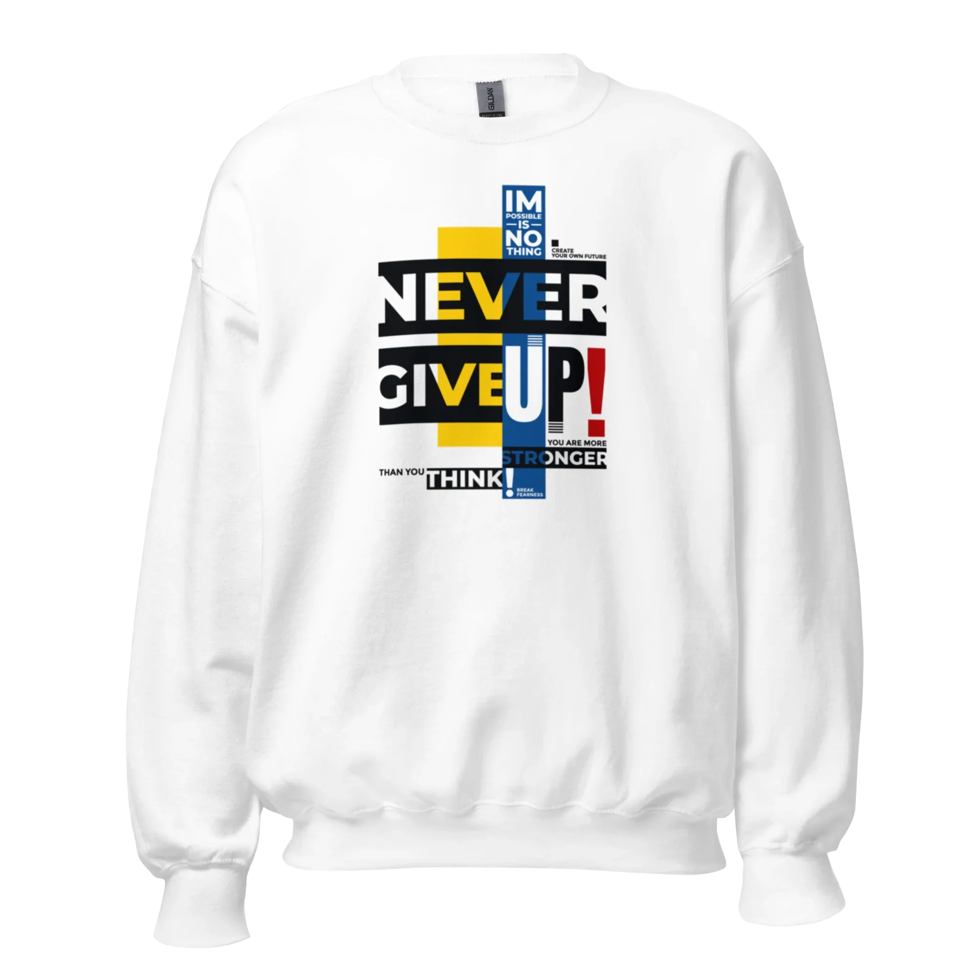 NEVER GIVE UP férfi pulóver - Királykék / S - Printoo Shop - 7242650_16870