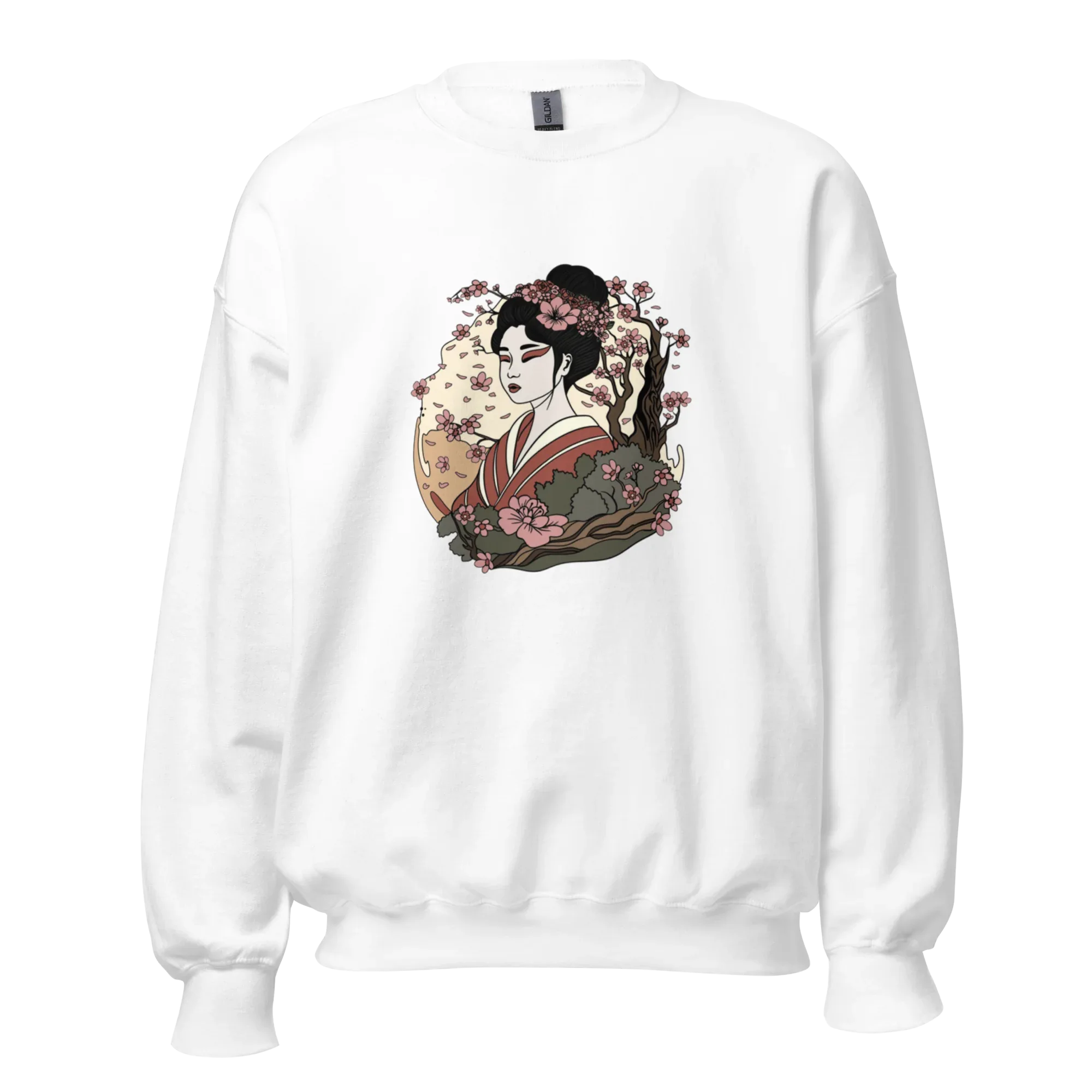 ELEGANT GEISHA ART women’s sweatshirt - Red / S - Printoo Shop - 3706938_5442
