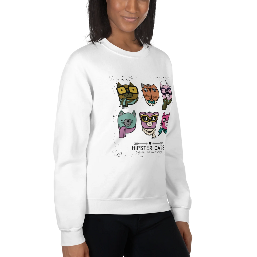 HIPSTER CATS women’s sweatshirt - Red / S - Printoo Shop - 7466621_5442