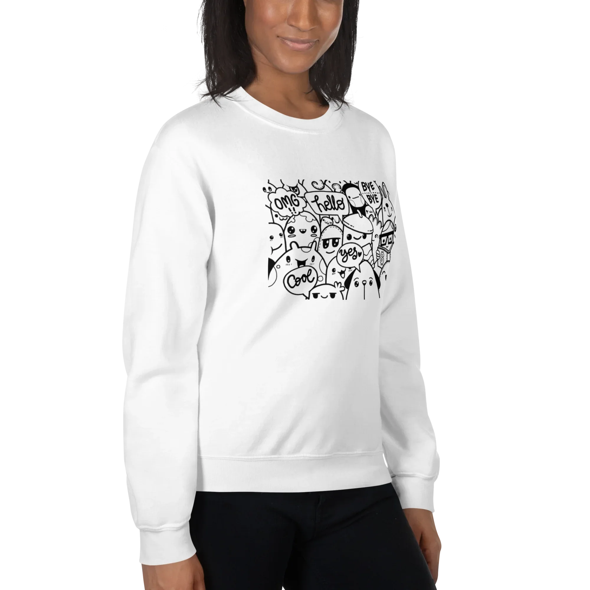 DOODLE VIBES women’s sweatshirt - Red / S - Printoo Shop - 4139913_5442