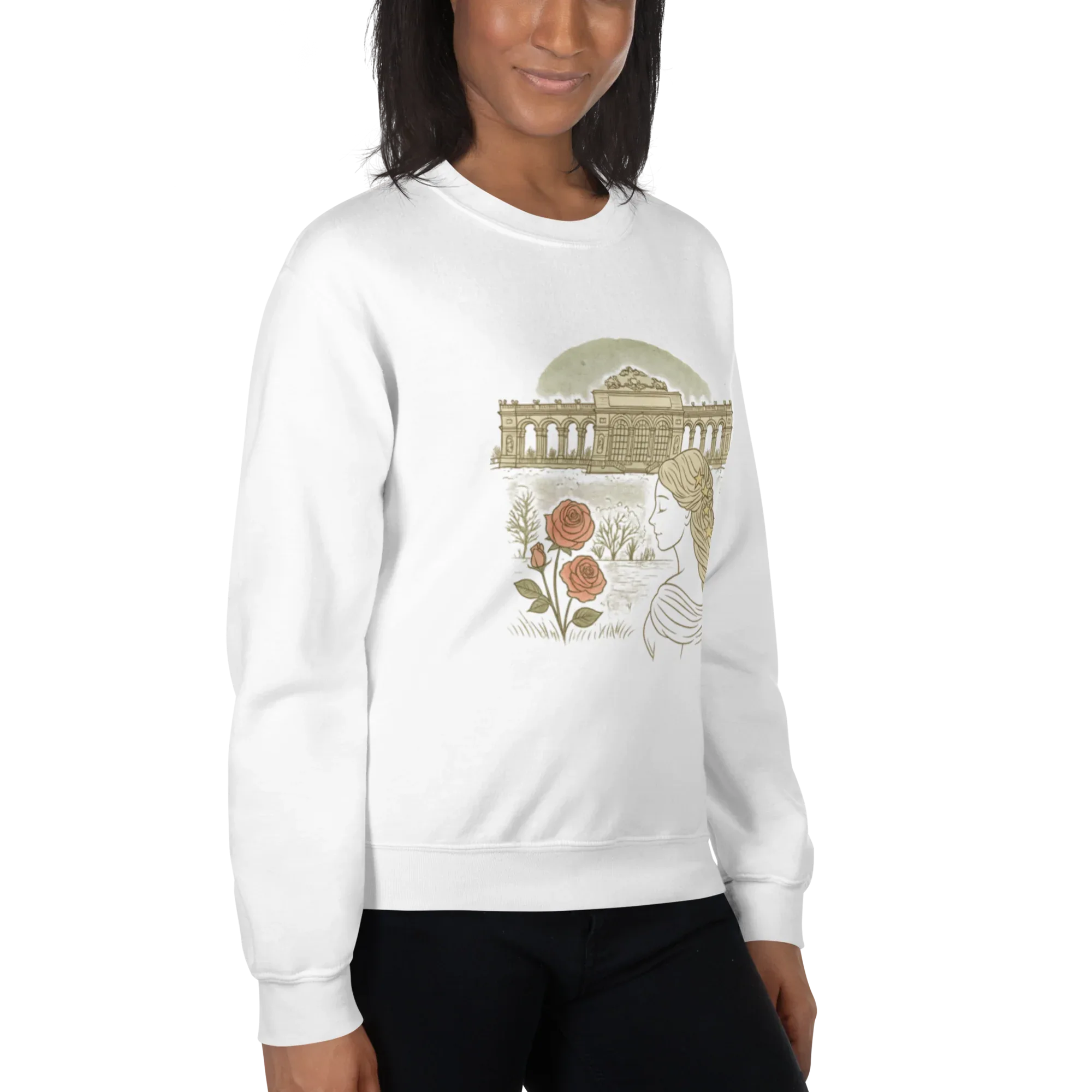 PALACE ROSES women’s sweatshirt - Sand / S - Printoo Shop - 9467987_16876