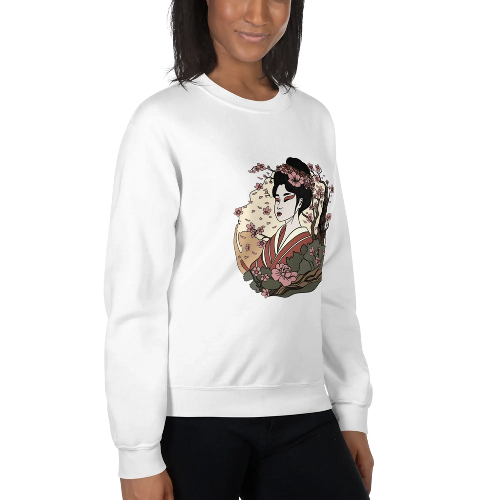 ELEGANT GEISHA ART women’s sweatshirt - Red / S - Printoo Shop - 3706938_5442