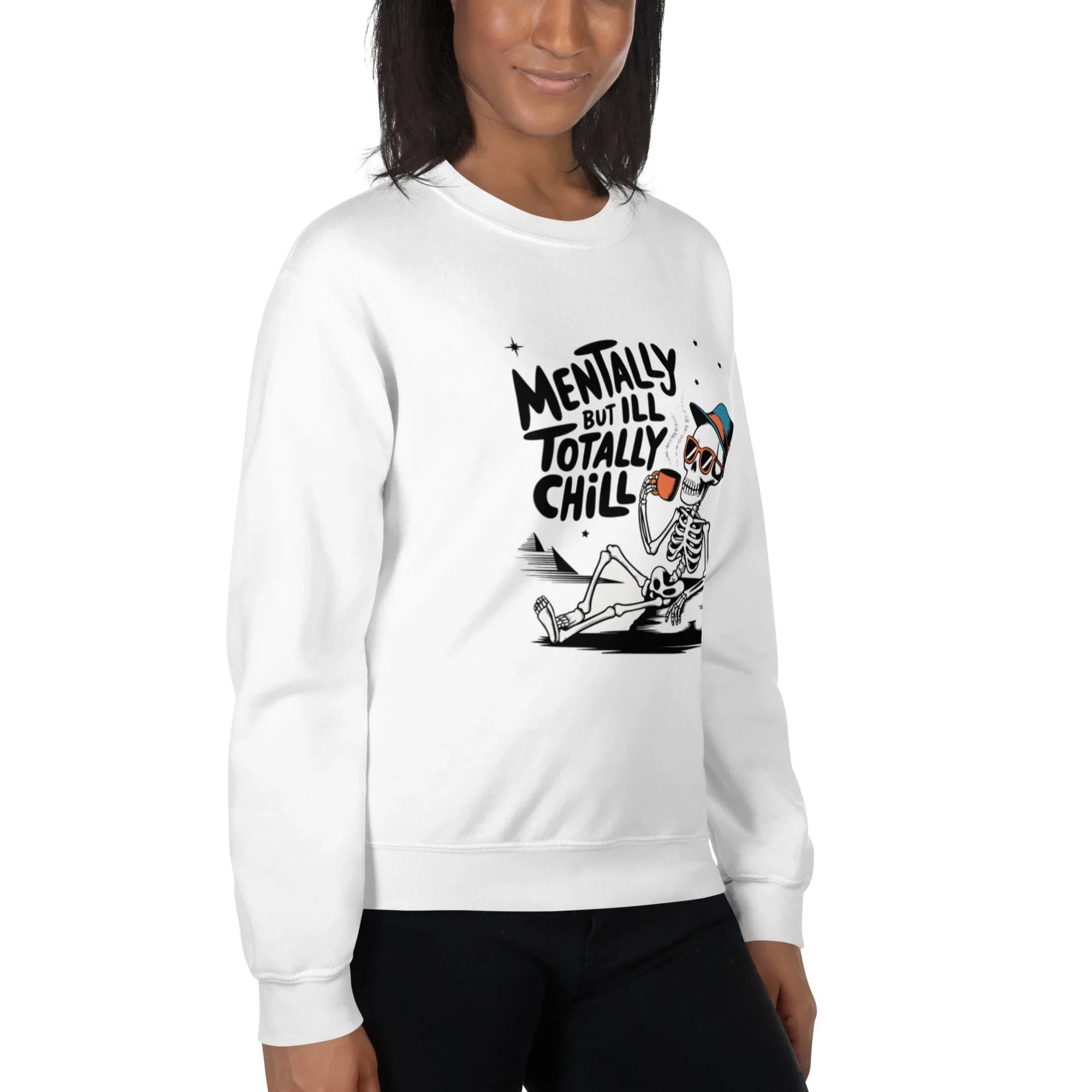 TOTALLY CHILL SKELETON women’s sweatshirt - Red / S - Printoo Shop - 8250383_5442