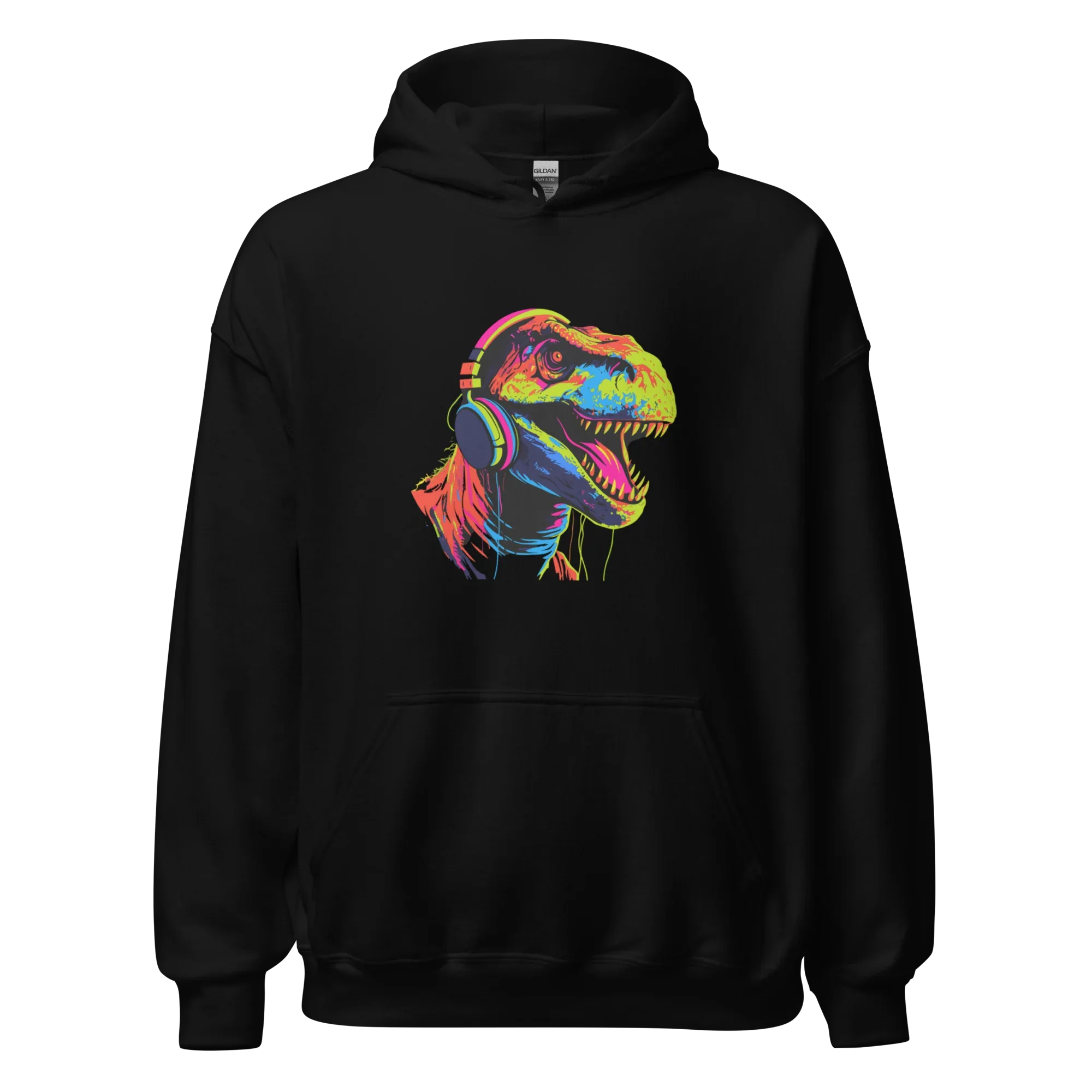NEON REX men’s hoodie - Black / S - Printoo Shop - 6780250_5530