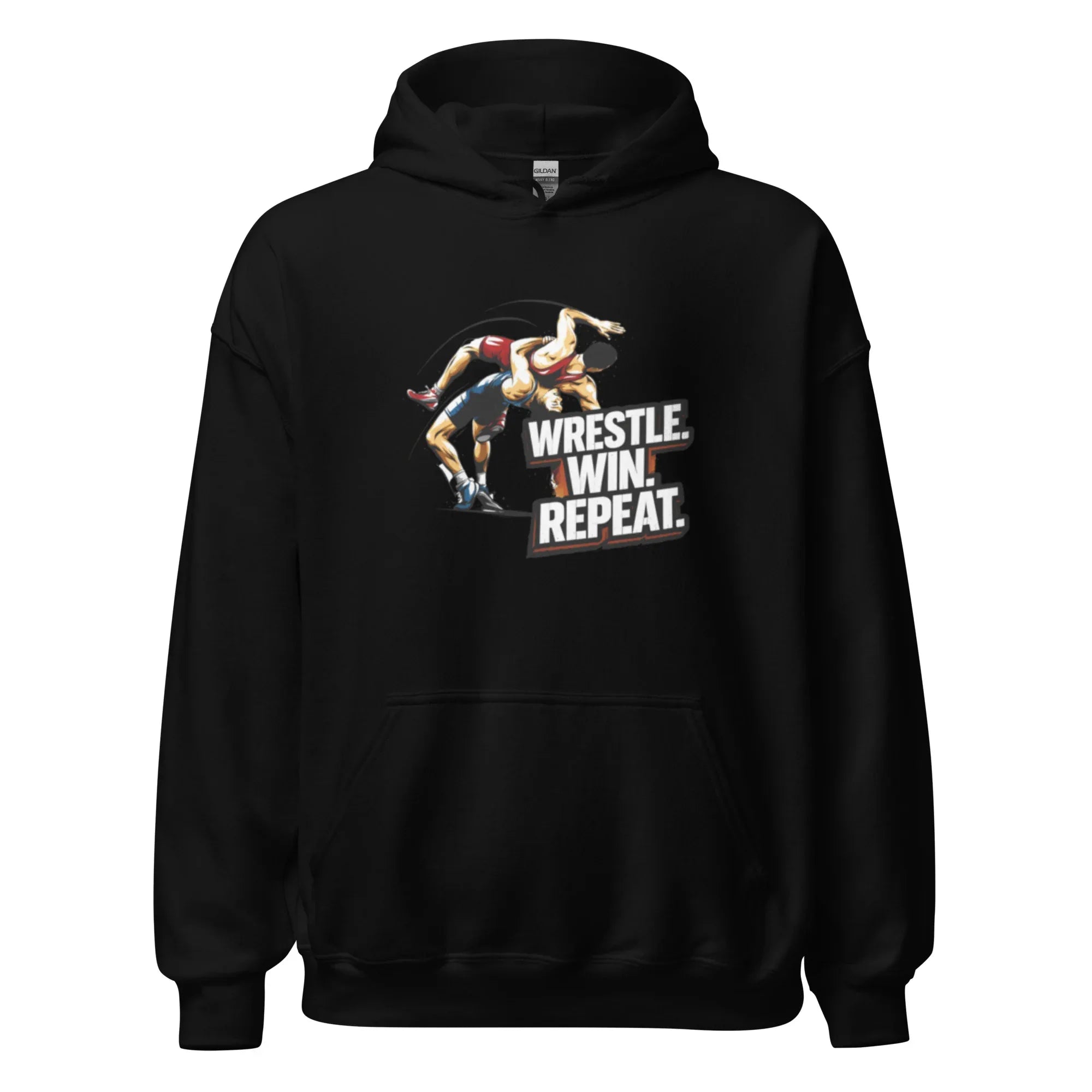 WRESTLE WIN REPEAT men’s hoodie - Black / S - Printoo Shop - 5388889_5530