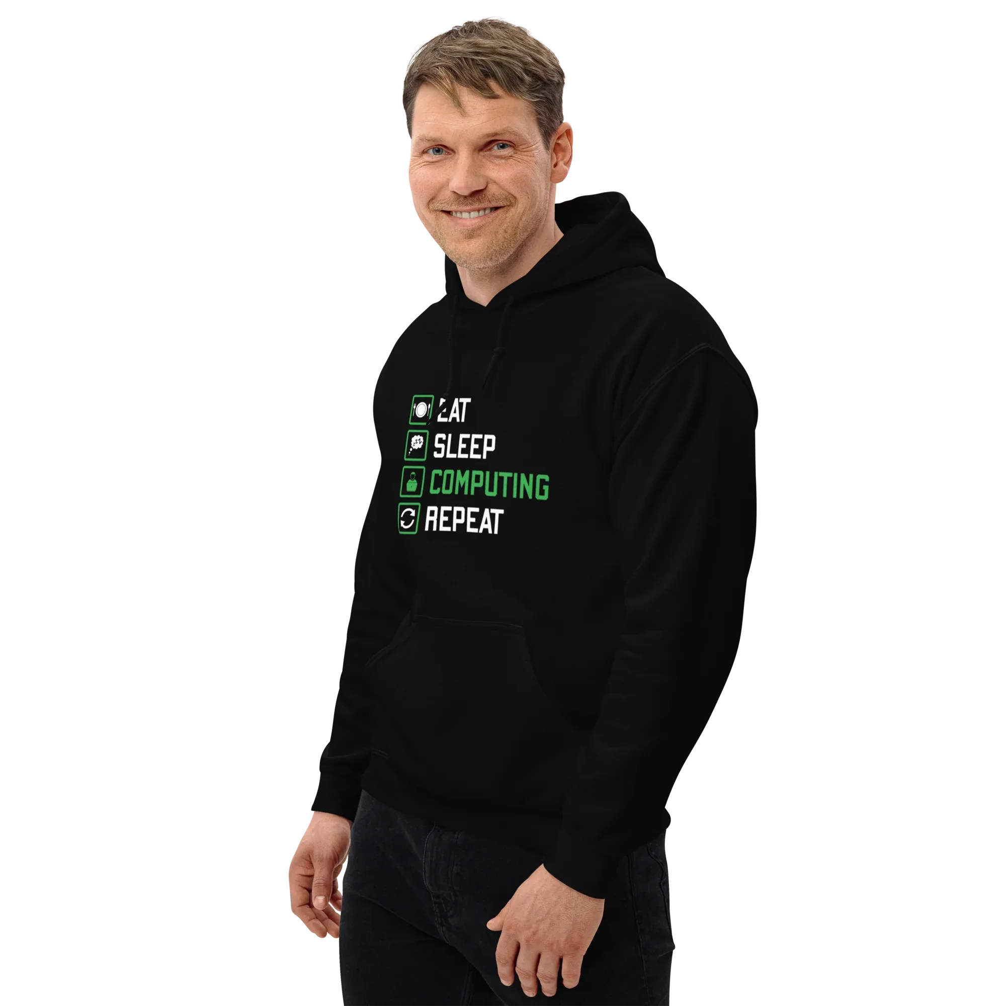 COMPUTING men’s hoodie - Black / S - Printoo Shop - 1408949_5530