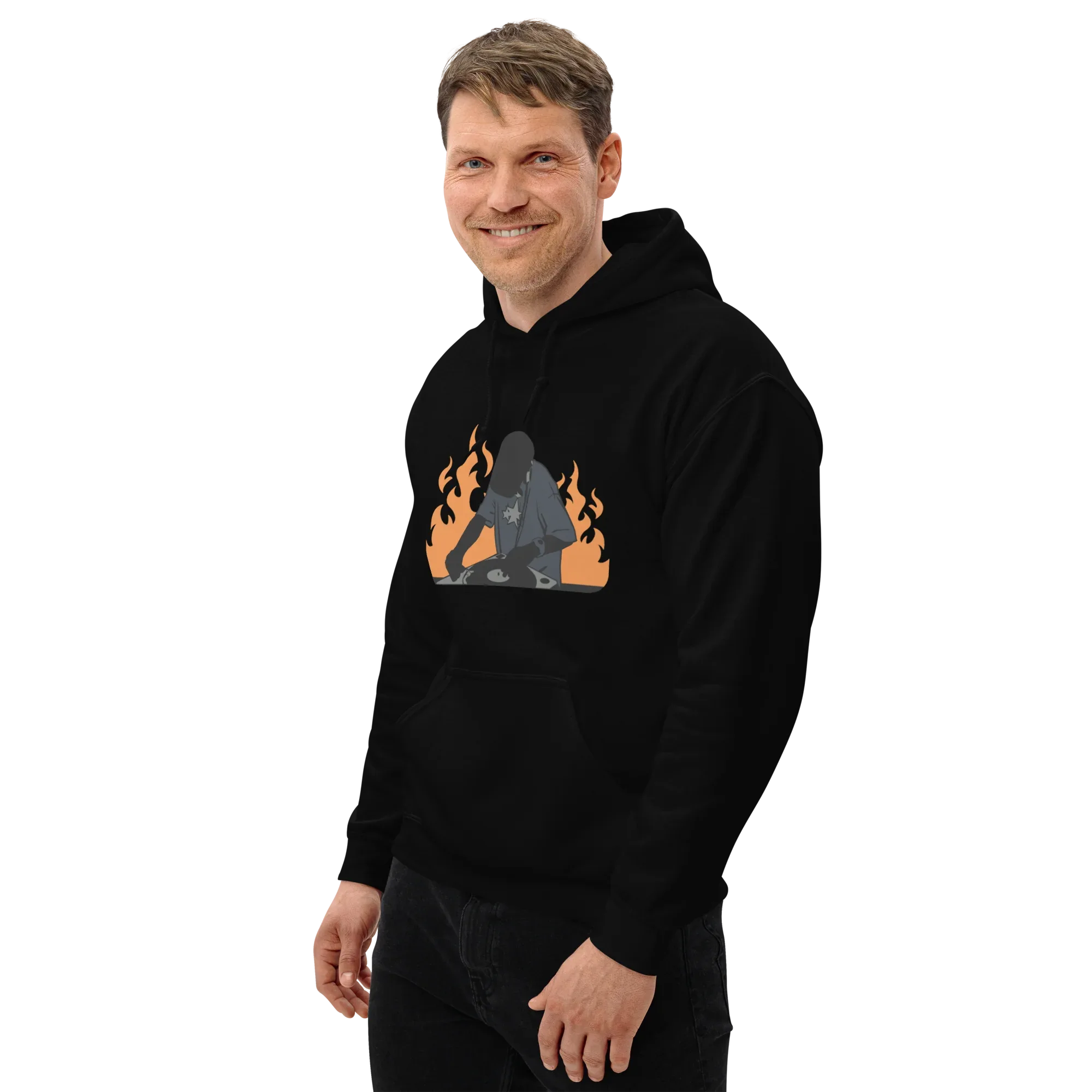 FLAME SET men’s hoodie - Black / S - Printoo Shop - 6567150_5530