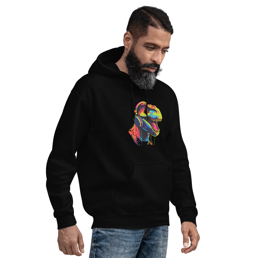 NEON REX men’s hoodie - Black / S - Printoo Shop - 6780250_5530